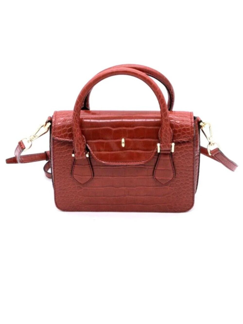 MICHAEL KORS Croc Embossed Red Leather Satchel Leather Bag Handbag Purse